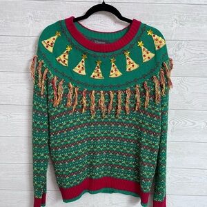 33 Degrees Women’s Green & Red Christmas Sweater. Size L